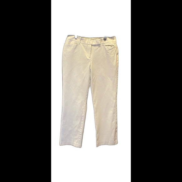 Talbots Signature Straight Pants Size 8 Cream 92% Cotton 8% Spandex Pockets - Picture 1 of 12